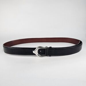 Brian Toohey Leather Belt 42 Black & Silver Hardware Croc Embossed Made In USA